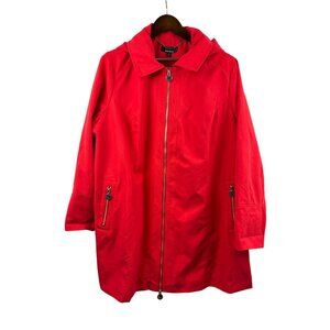 Women’s Dennis by Dennis Basso 2X Cherry Red Raincoat with Detachable Hood
